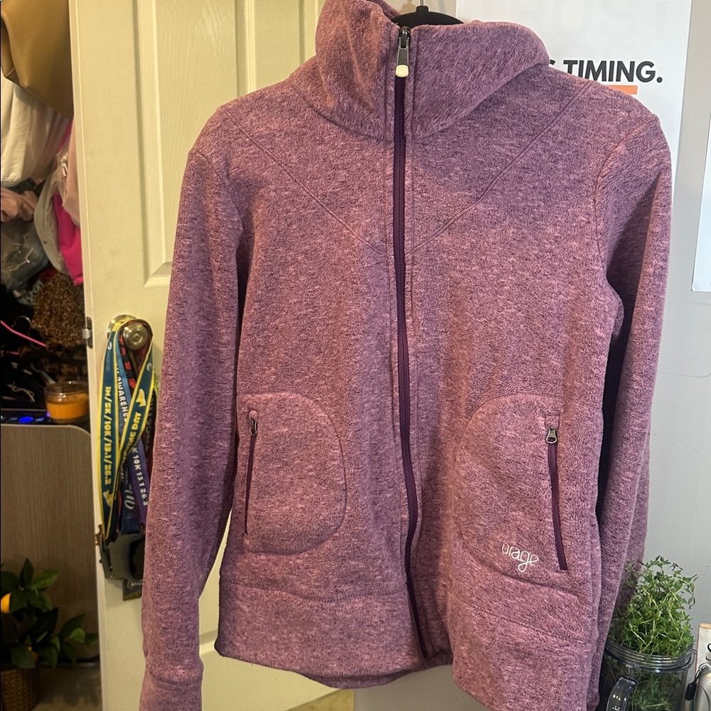 Orage Heather Purple Funnel Neck Voyage Fleece Jacket